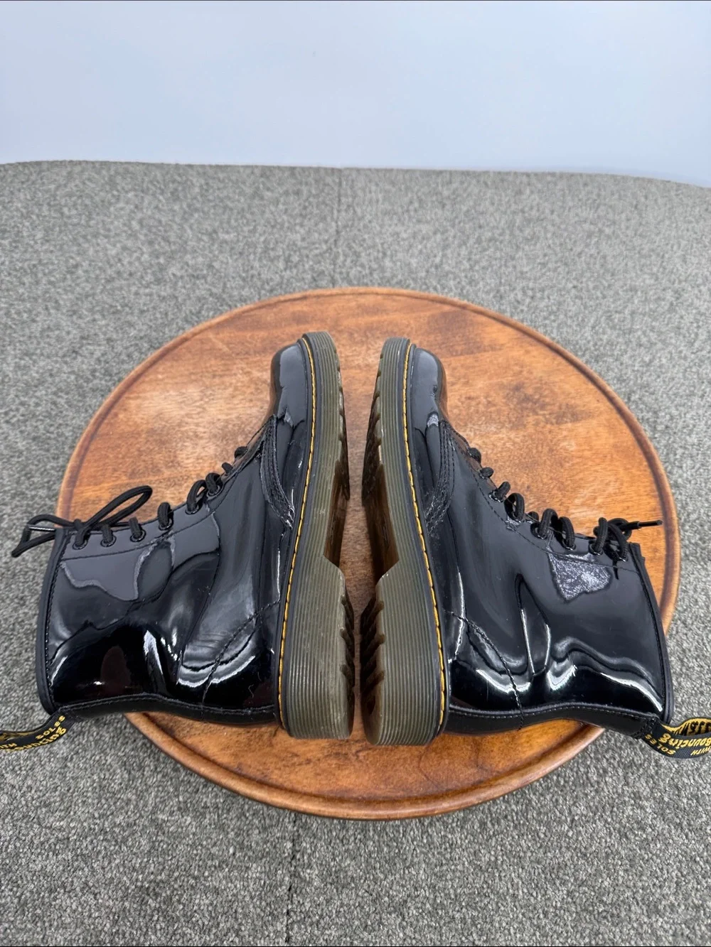 Dr. Martens Boot Girls 4 Wm 5 Black Patent Lace-Up Combat DM Docs Inside Zip